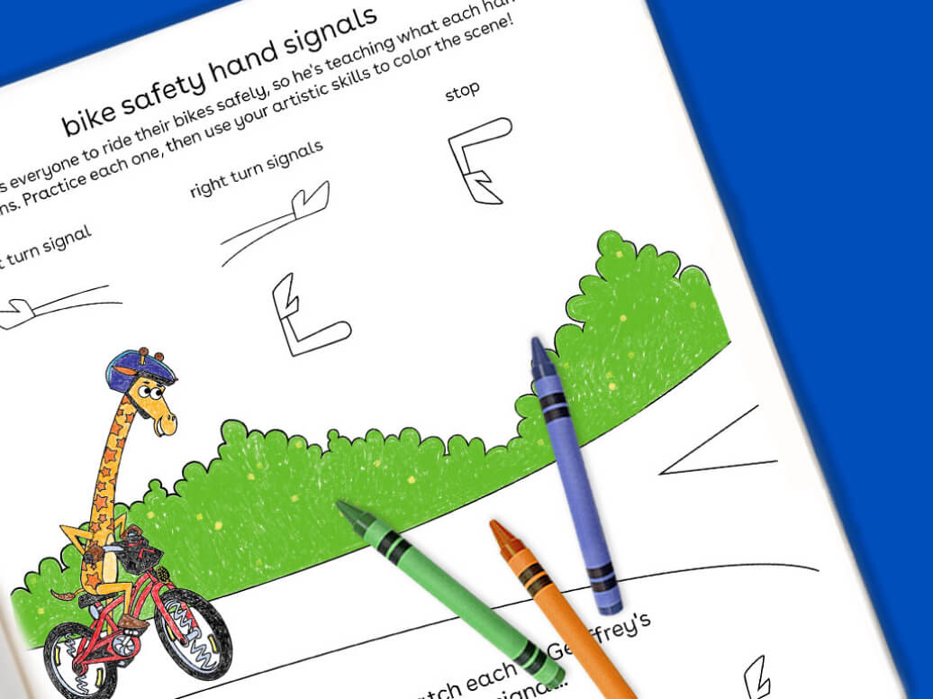 bike safety and signals free printable for kids